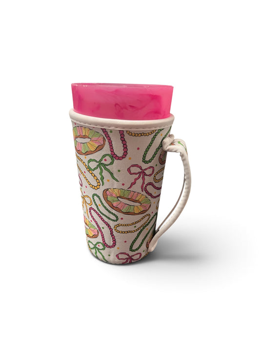 King Cake/Bow Large Cup Sleeve