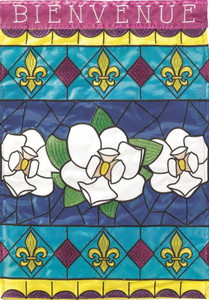 Flags - Bienvenue Magnolia stainglass house flag