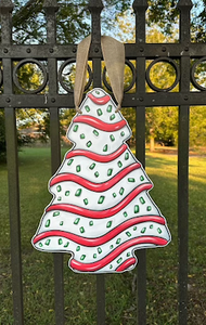 Door Hanger - Christmas tree lil Debbie cake