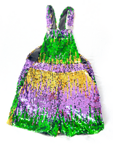 Apparel - Sequin Mardi Gras overalls