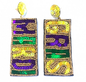 Accessories - Mardi Gras Seed Bead earrings