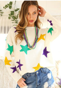 Mardi Gras star sweater