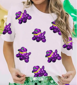 Mardi Gras bead dog sequin shirt