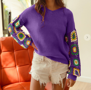 Mardi Gras granny square sweater