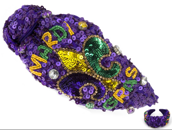 Mardi Gras Sequin Fleur de lis headband