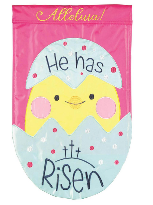 Baby Chick "He has risen" Garden Flag