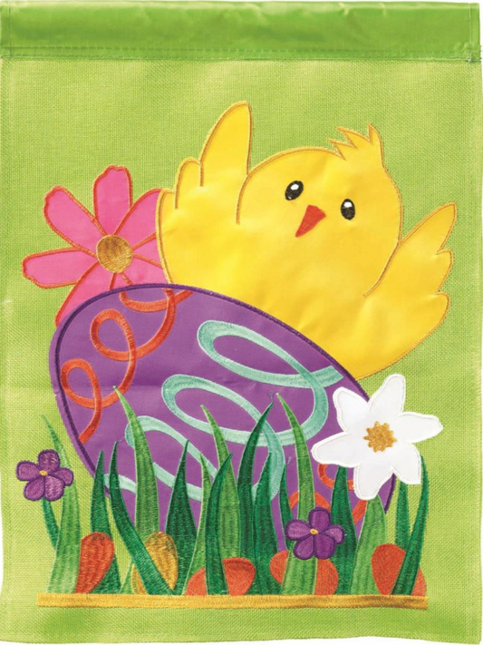 Easter Chick Burlap Flag