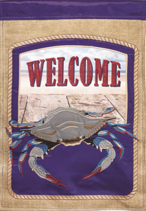 Welcome Blue Crab Garden Flag