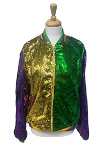 Mardi Gras Color Block sequin Jacket