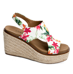 White Floral Wedges