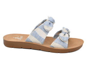 Blue Striped Bow Sandals