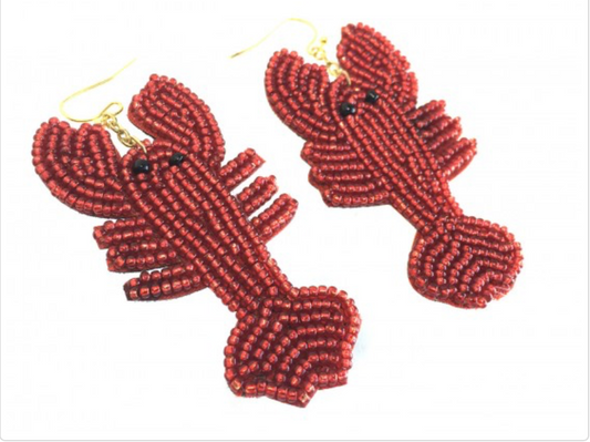 Seed Bead Crawfish Earrings