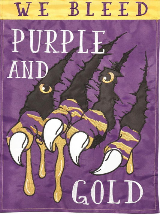 We Bleed Purple Gold Garden Flag