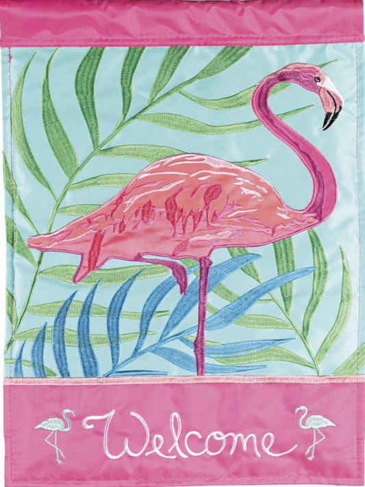 Welcome Flamingo Garden Flag