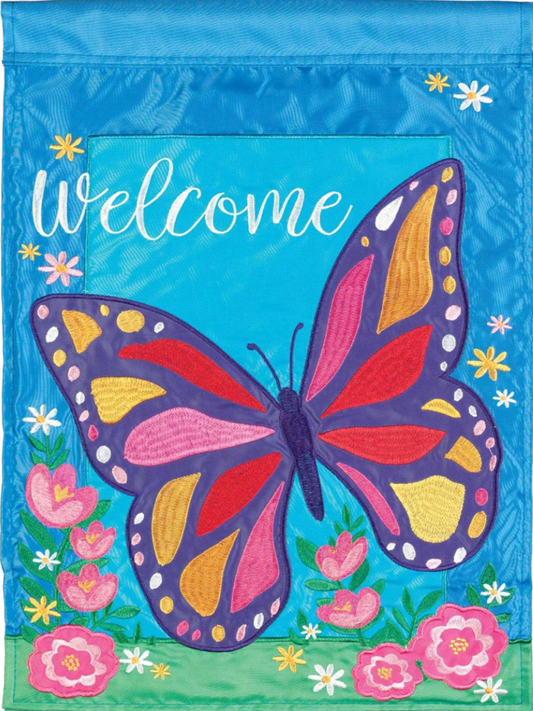 Welcome Butterfly Garden Flag