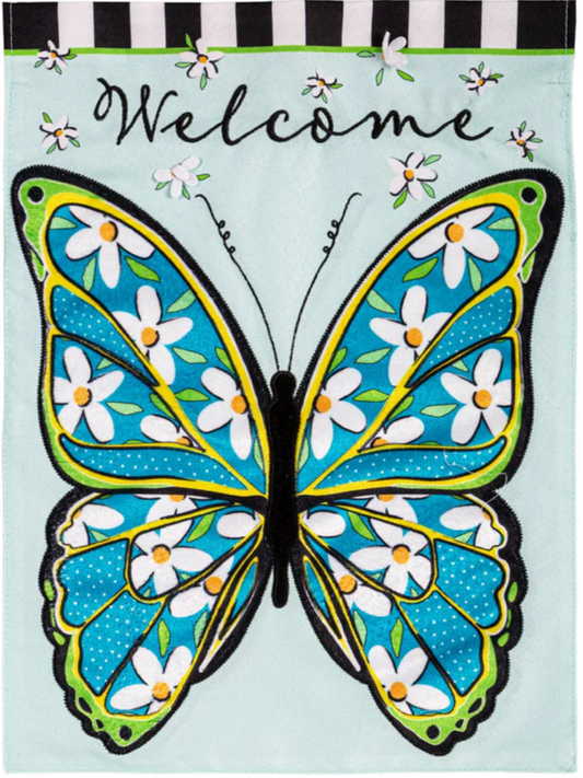 Floral Butterfly Garden Flag