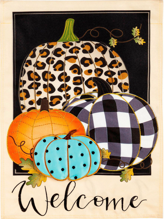 Mixed Print Pumpkins Garden Flag
