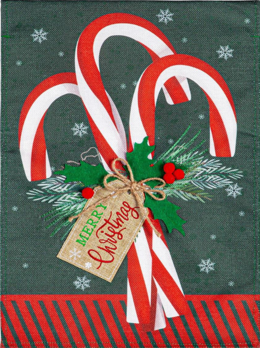 Candy Cane Burlap Garden Flag