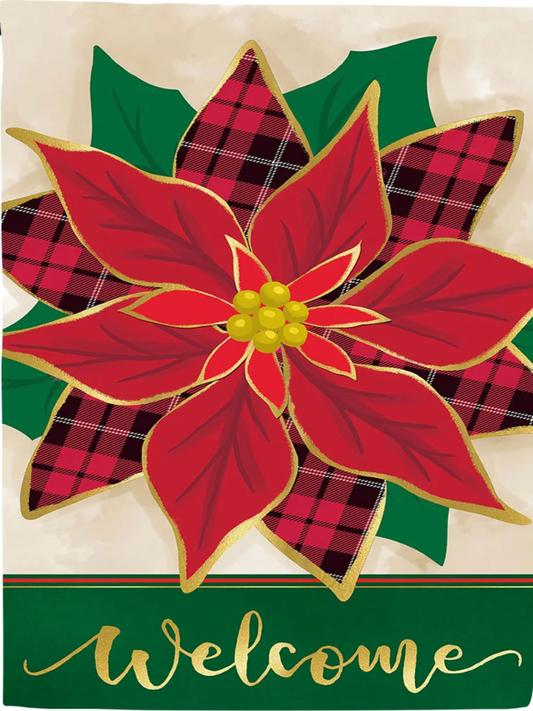 Welcome Poinsettia Garden Flag