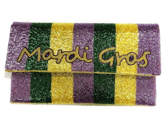 Mardi Gras Seed Bead Purse