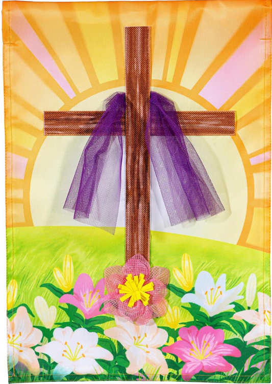 Easter Cross Garden Flag
