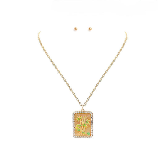Bamboo Mahjong Tile Necklace