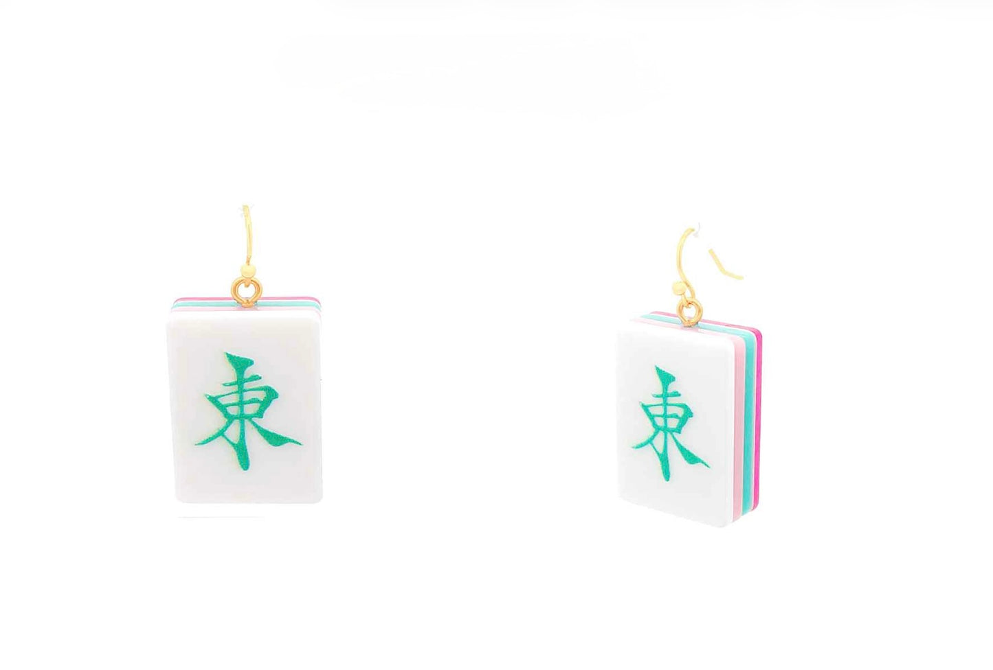 Green Wind Mahjong Tile earrings