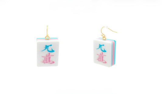 Blue and Pink Crak Earrings