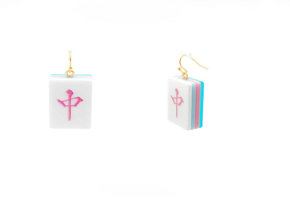 Dragon Mahjong Tile Earrings
