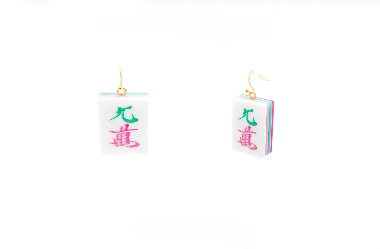 Green and Pink Crak Earrings