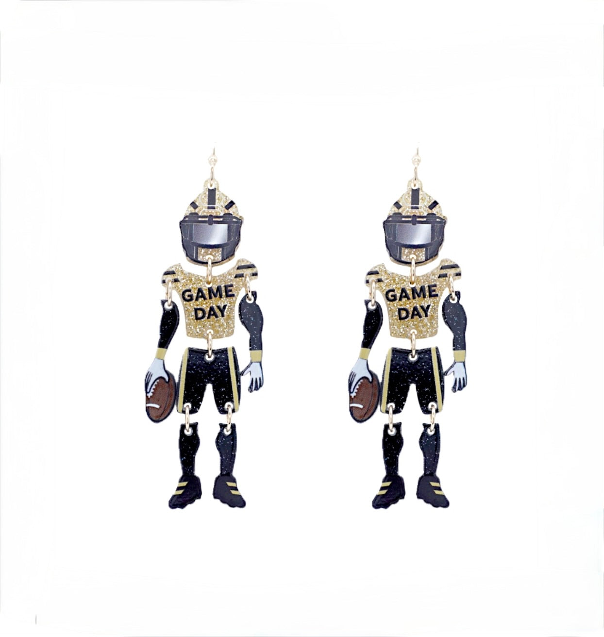 Saints Football Player Earrings