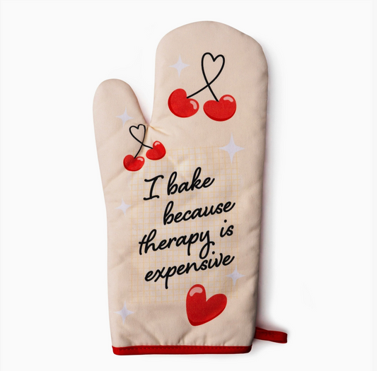 I bake because Therapy is expensive Oven Mitt