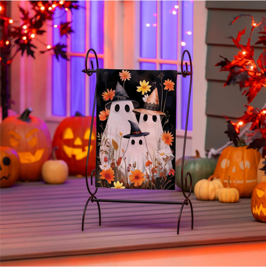 Halloween Ghost Family Burlap Flag