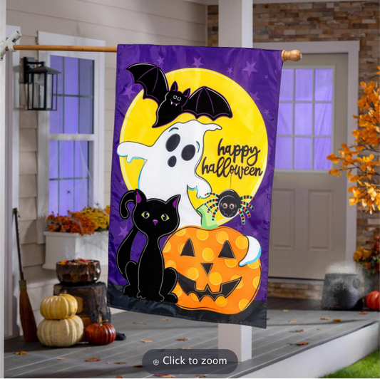 Halloween Friends Applique Flag