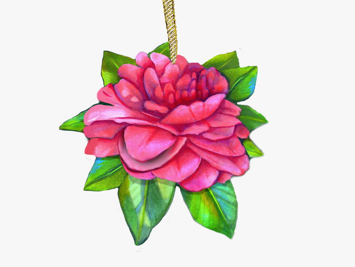 Pink Camellia Flower Ornament