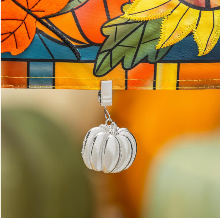 Metal Flag Pumpking Weighted Clip