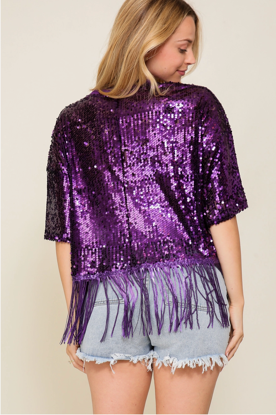 Game Day Sequin Fringe Top