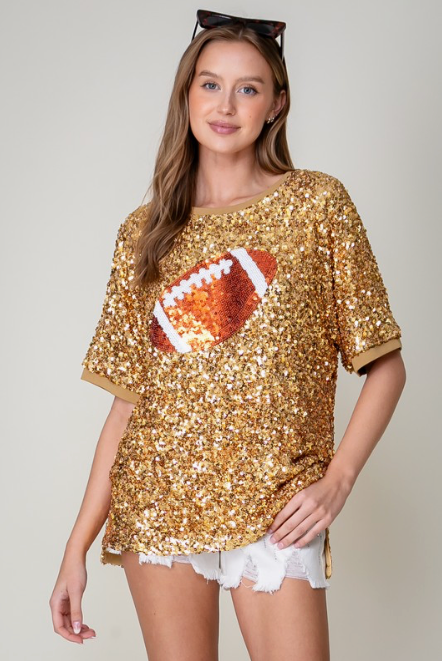 Gold Sequin Football Top