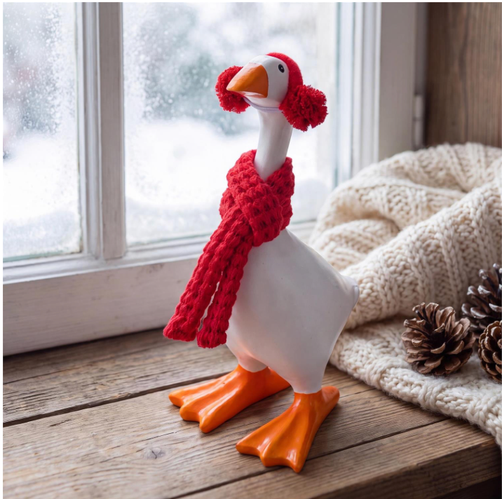 Gordy The Desktop Goose, Winter Scarf and Earmuffs