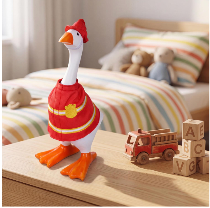 Gordy The Desktop Goose, Fireman Outfit