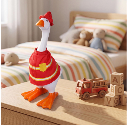 Gordy The Desktop Goose, Fireman Outfit