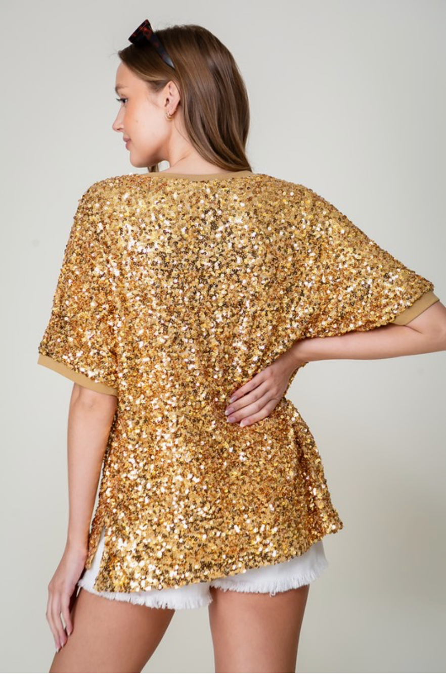 Gold Sequin Football Top