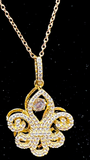 Jewelry- Sterling Silver or Gold platted CZ Fleur De Lis necklace